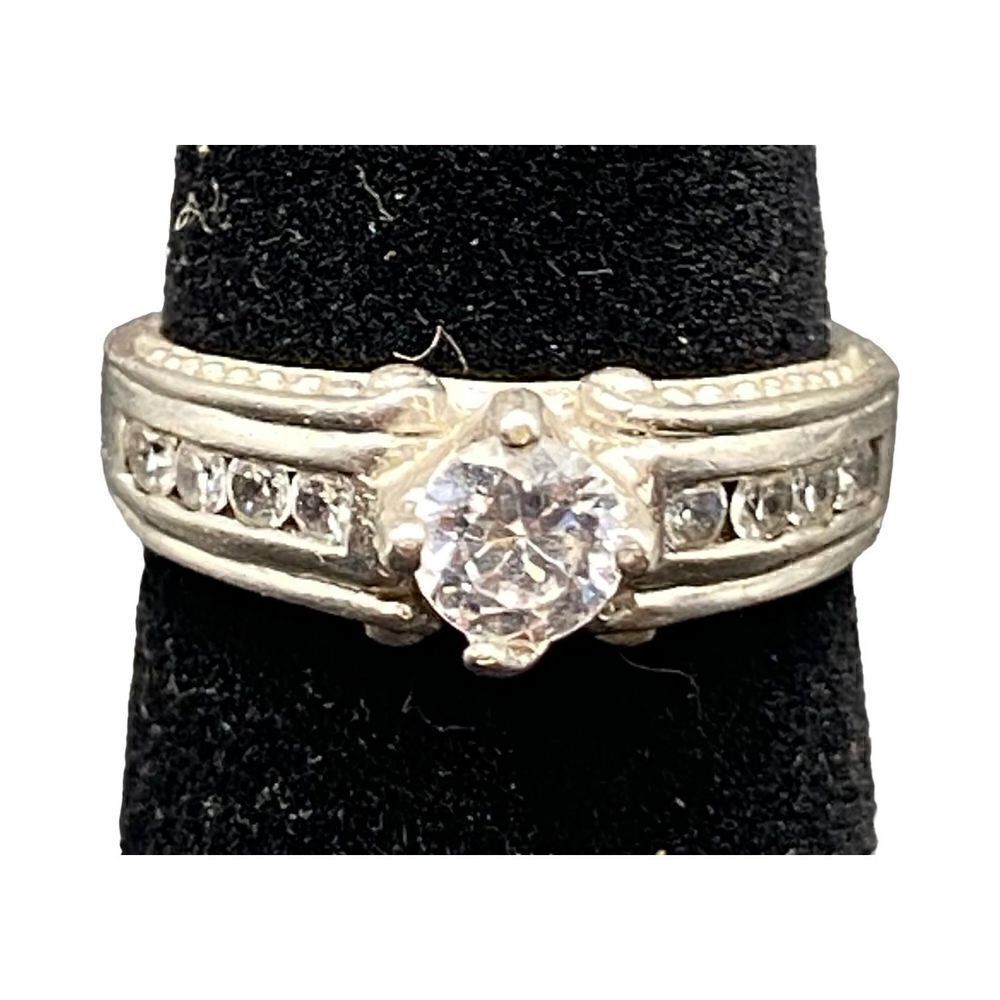 NF Chapal sterling silver 925 round CZ diamond engagement ring 6